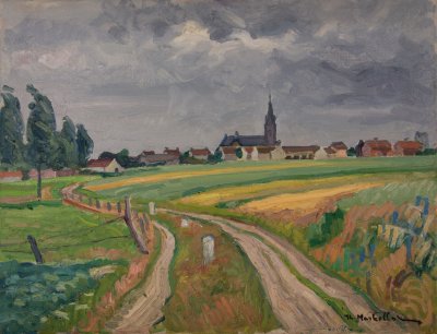 Dutch Village, Night View of Village — Oil painting, Canvas, 50.00×65.00cm — Theodoros Markellos